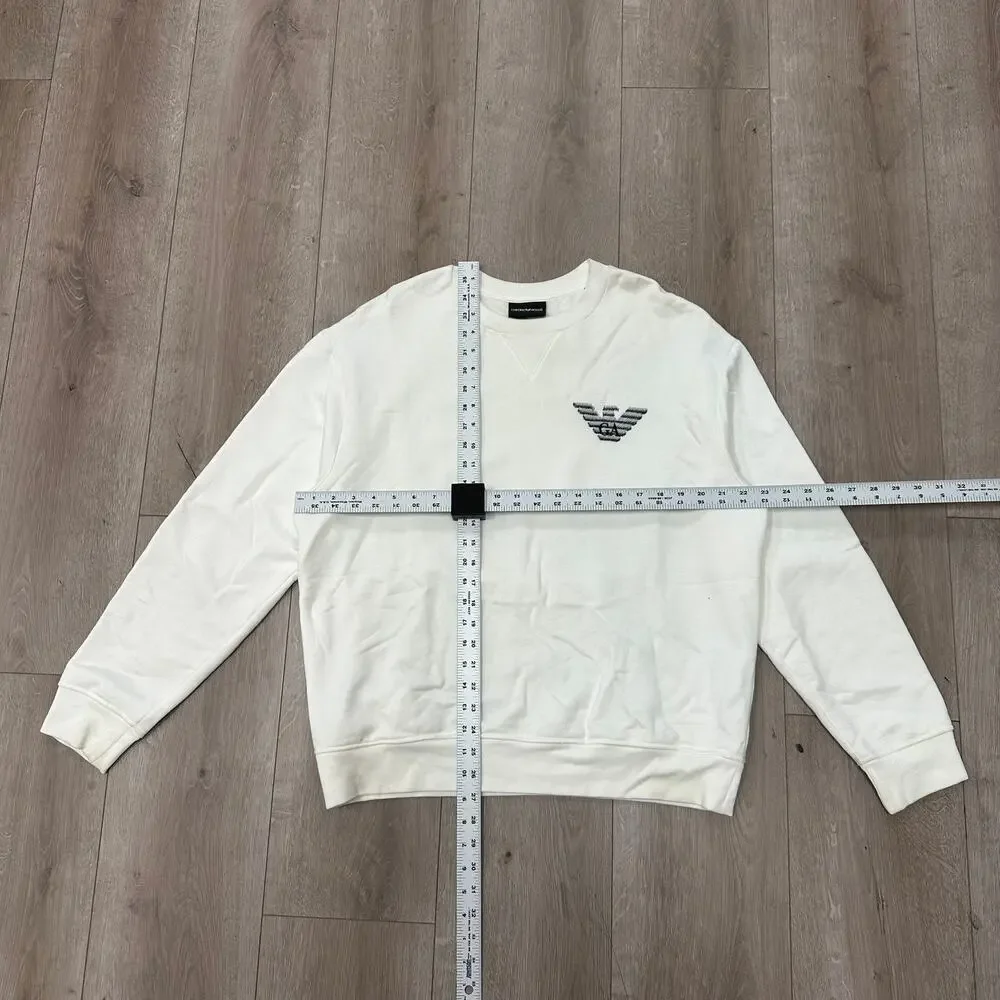Emporio Armani Cream Gray Logo sweatshirt sweater crewneck size XL B13 - Picture 2 of 9